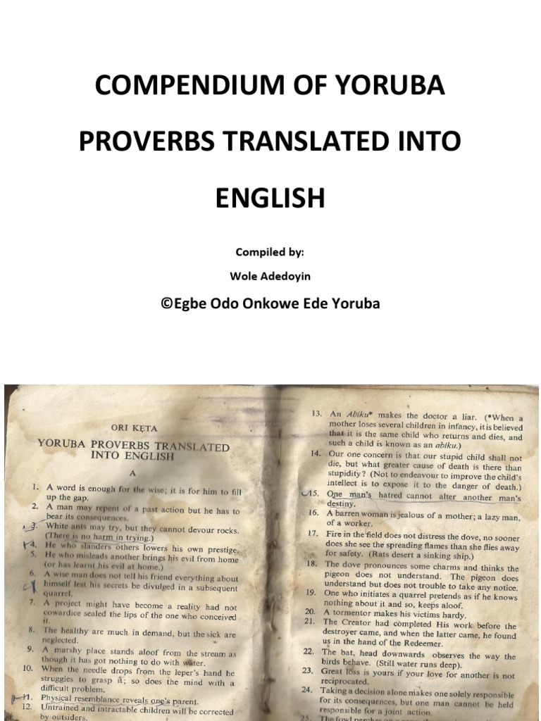 Compendium of Yoruba Proverbs Translated Into English PDF