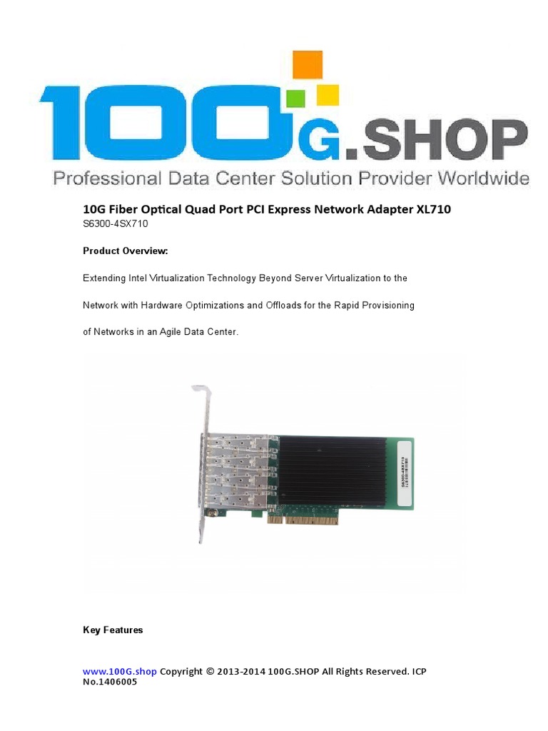10G Fiber Optical Quad Port PCI Express Network Adapter XL710 | PDF ...