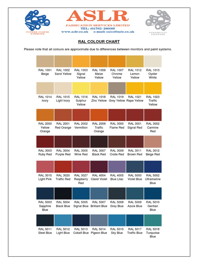 Ral Colour Chart For Powder Coating