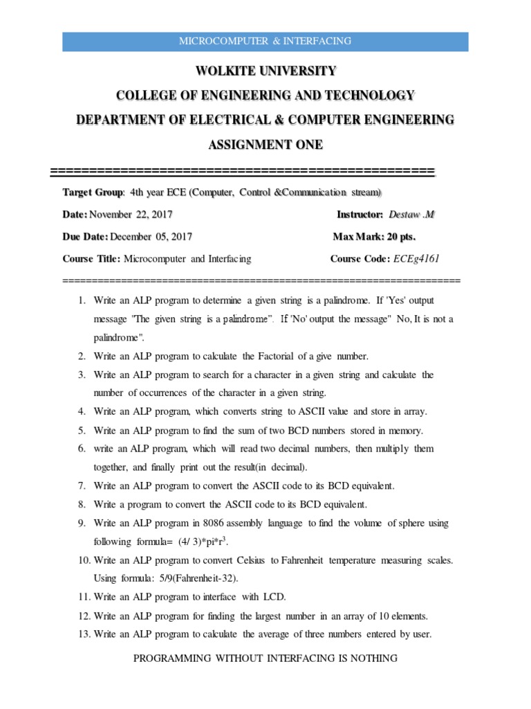 ALP Programming Assignments Guide | PDF | String (Computer Science ...