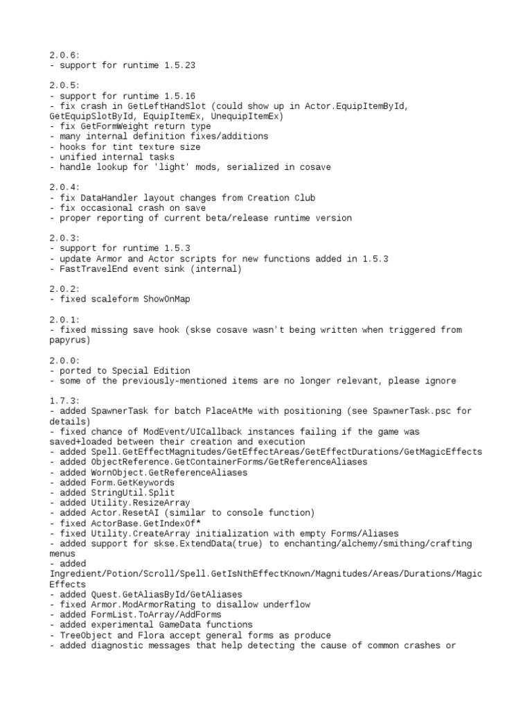 Skse64 Whatsnew | PDF | Action Script | Software