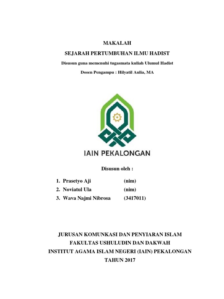 Contoh Cover Iain Pekalongan