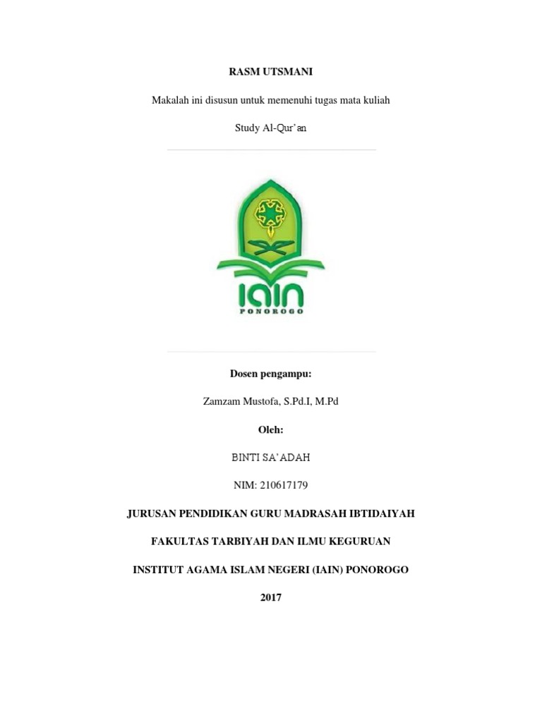Karakteristik Rasm Usmani dalam Al-Qur'an | PDF