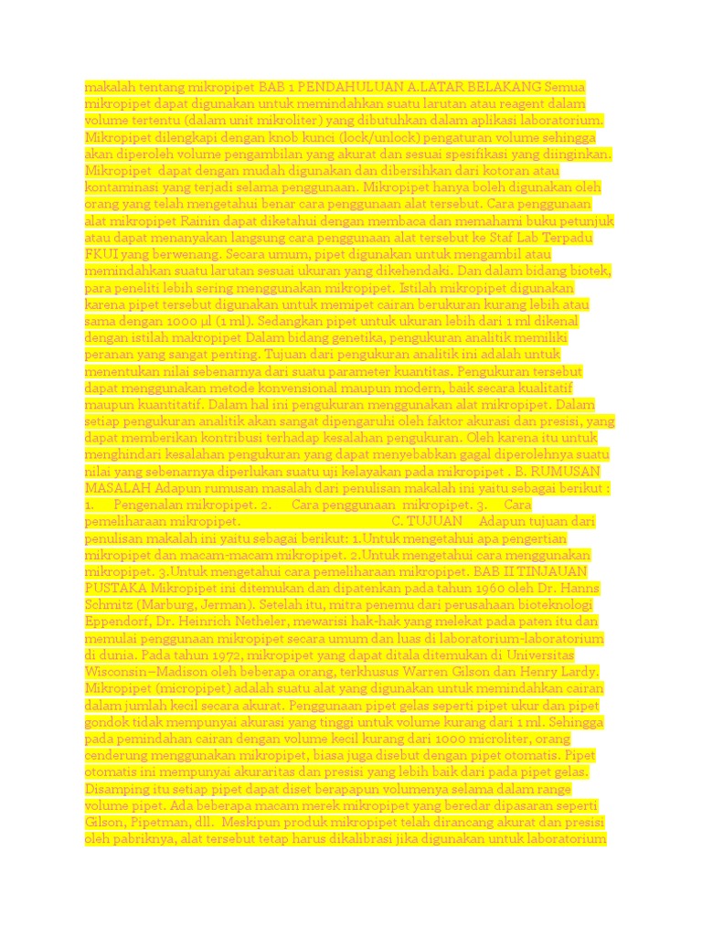 makalah tentang mikropipet BAB 1 PENDAHULUAN A.docx