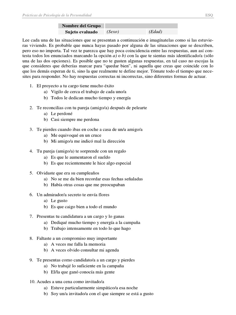 ESQ Test | PDF | Ocio