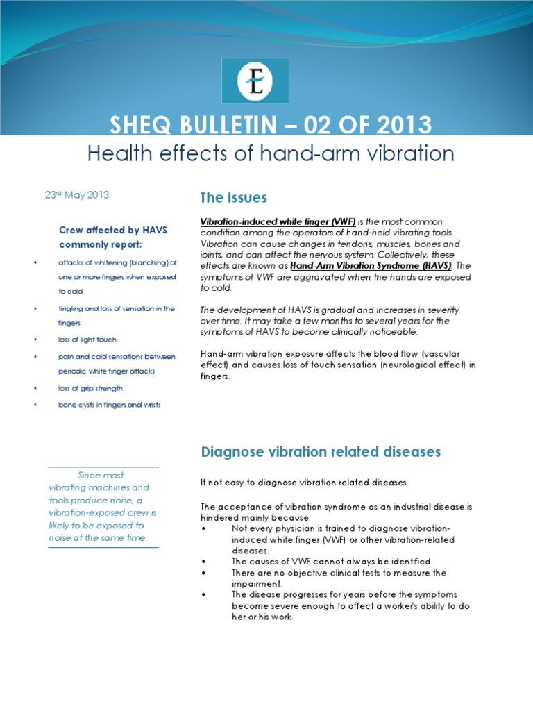 Health Effects of Hand Arm Vibration Medicine Clinical Medicine