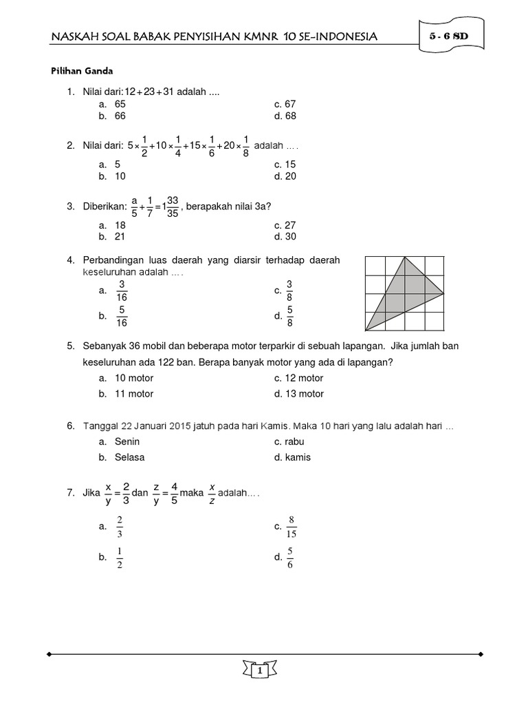 Soal Penyisihan Kmnr 10 Kelas 5 6 Pdf