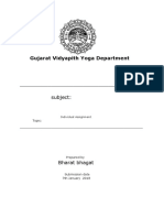 Gujarat Vidyapith Yoga Department: - Subject