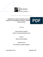 Organización Social de Los Sistemas de Riego para El Cultivo Hortícola en La Comunidad de Las Moras, Mexquitic de Carmona, San Luis Potosí