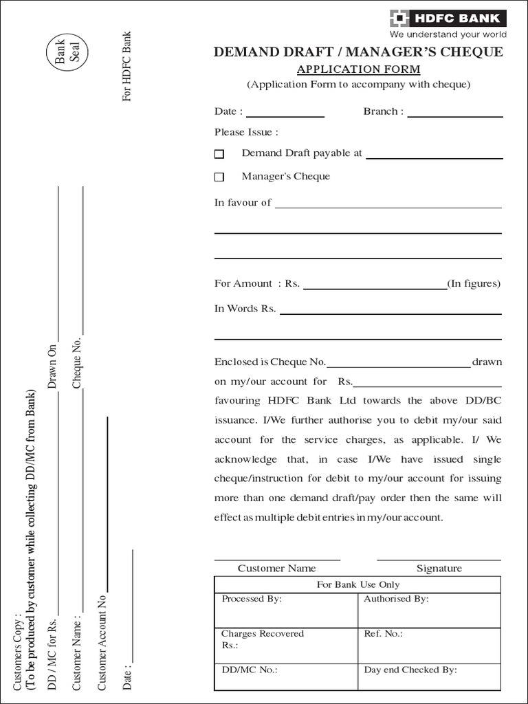 Bank Seal: Demand Draft / Manager'S Cheque | PDF | Cheque | Banks