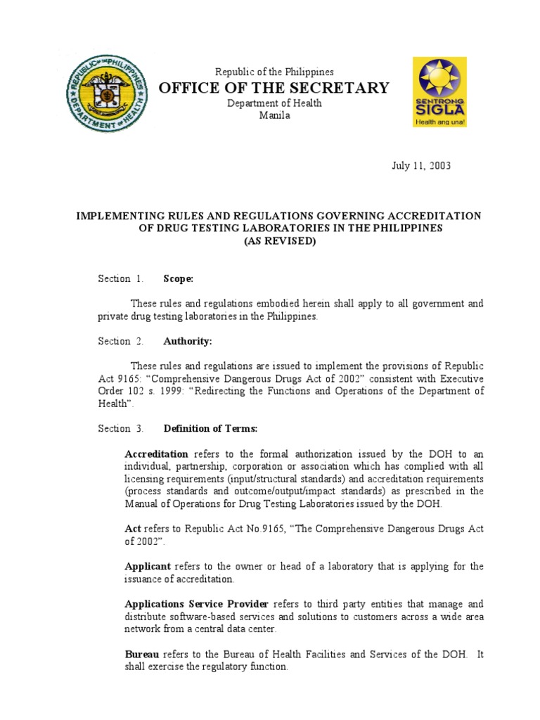 Drug Testing Laboratory Accreditation Rules | PDF | Drug Test | Pharmacist
