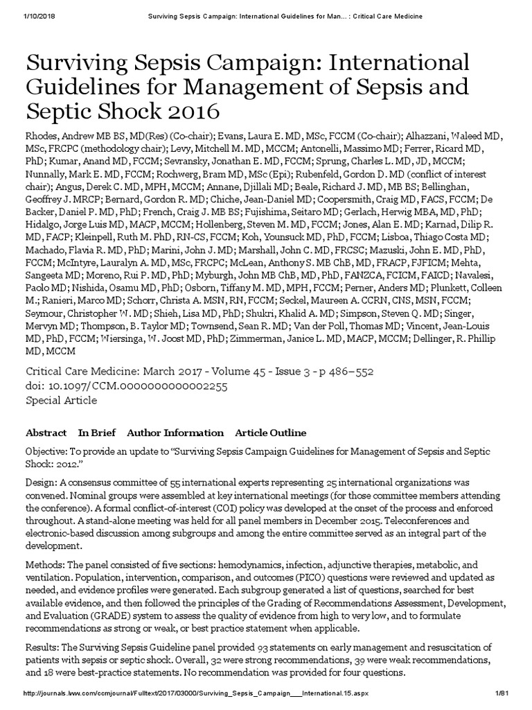 Surviving Sepsis Campaign International Guidelines For Man.. PDF