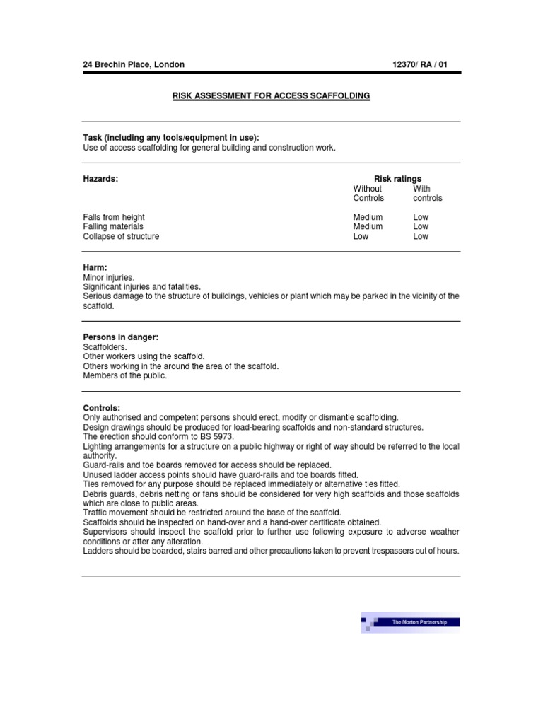 Scaffolding Safety Risk Assessment | PDF | Scaffolding | Personal ...