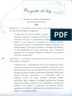 Proyecto de Ley - Prohibición de Utilización de Nombres de Funcionarios en Bienes Públicos