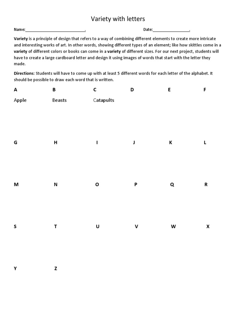 Design Project: Letter Variety Art | PDF