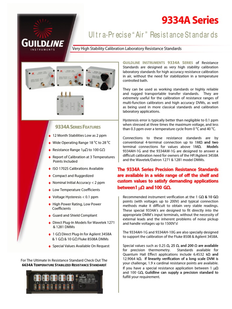 Guild Line 9334 A Data Sheet | PDF | Calibration | Electrical ...