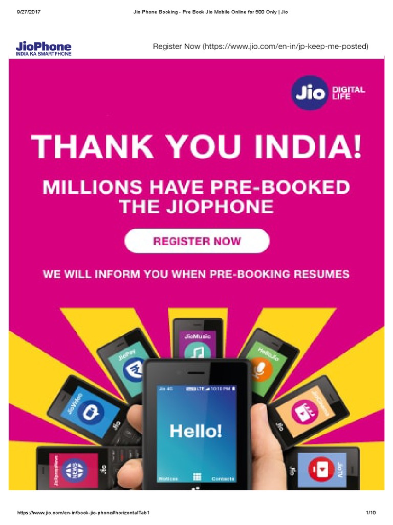 Jio Phone Booking Pre Book Jio Mobile Online For 500 Only Jio PDF