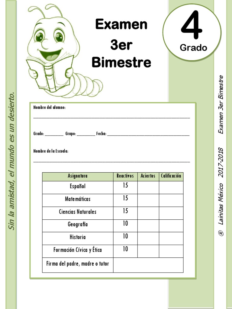 4to Grado Examen Bloque 3 (20172018) (1) México Agua