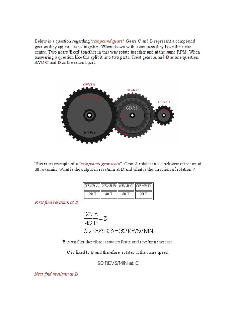 Compound Gear Train Transmission (Mechanics) Kinematics