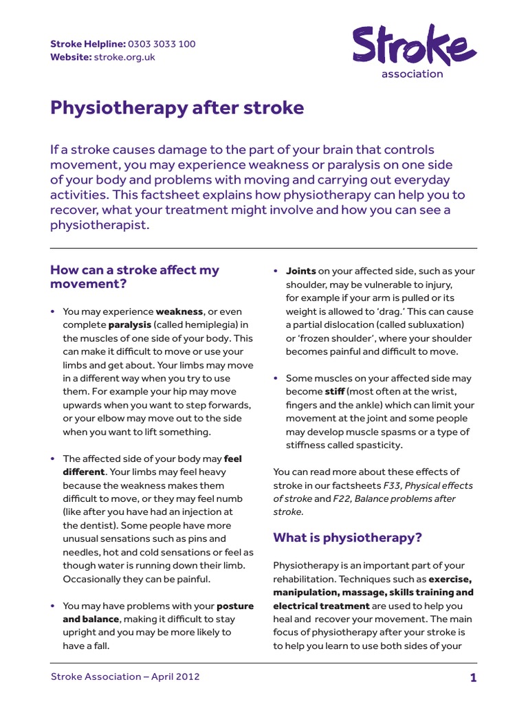 Physiotherapy After Stroke PDF | PDF | Physical Therapy | Stroke