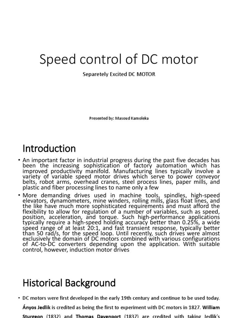 Speed Control of DC Motor-SLIDE | PDF | Electric Motor | Direct Current