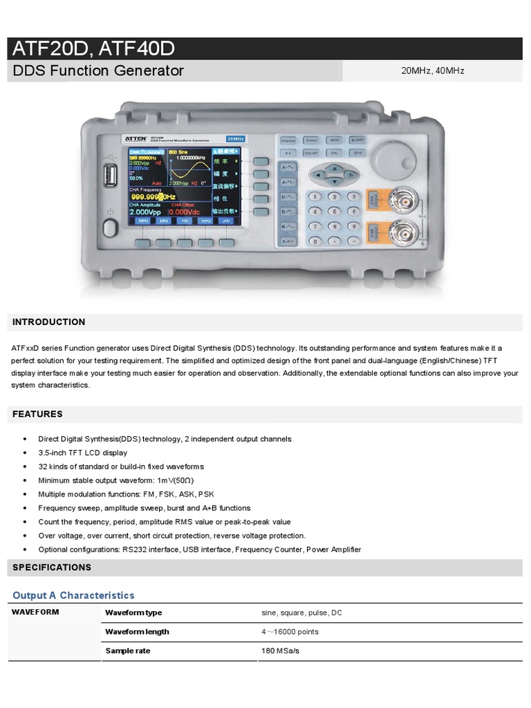 ATF20D 40D Function Generator PDF Amplitude Frequency Modulation
