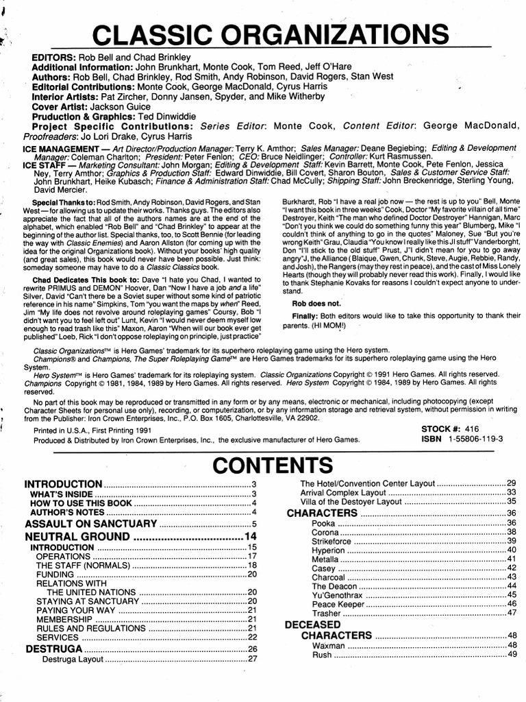Hero System - Classic Organizations PDF | PDF