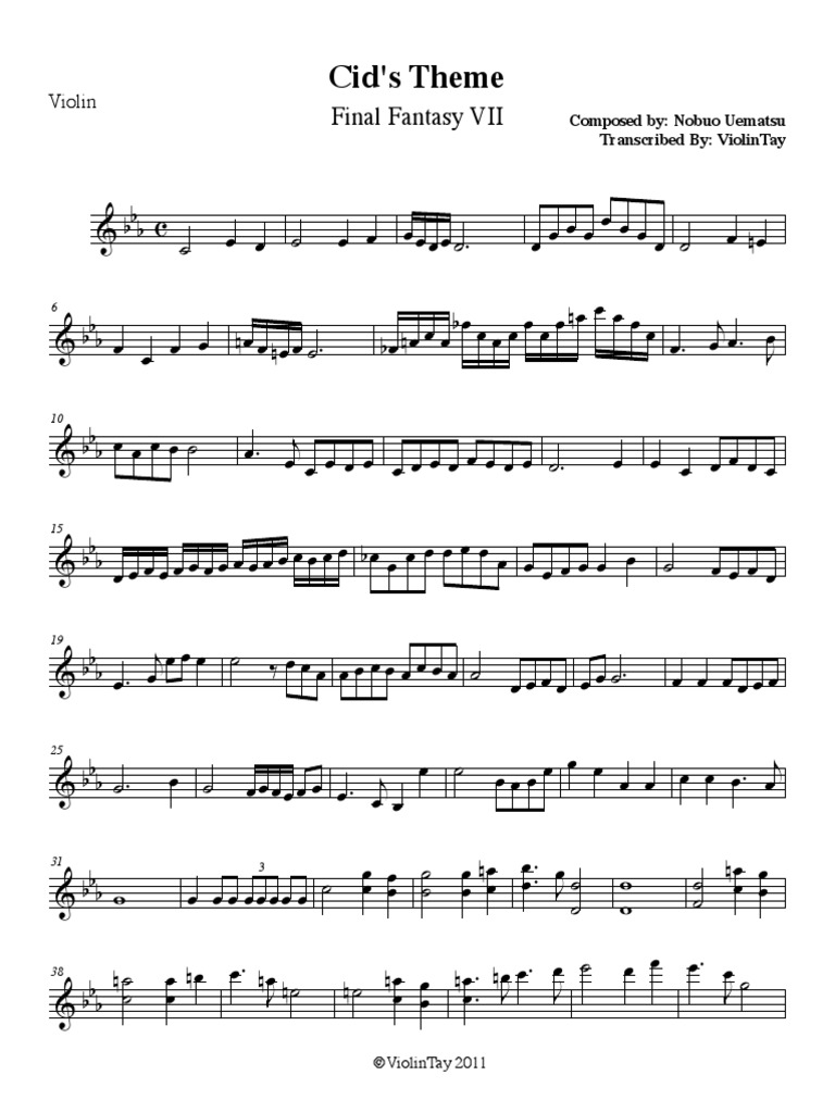 Cid S Theme Violin Developpement De Jeux Video Serie