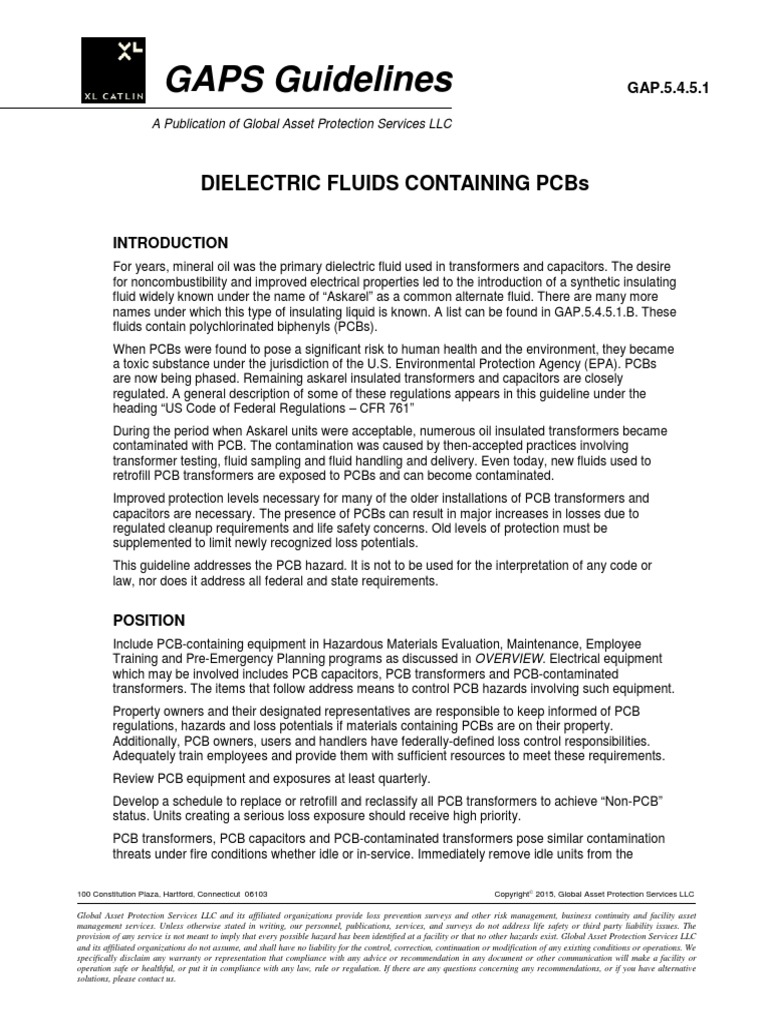 GAPS Guidelines: Dielectric Fluids Containing Pcbs | Download Free PDF ...