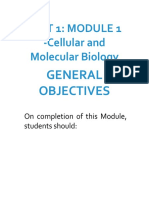 Unit 1: Module 1 - Cellular and Molecular Biology: General Objectives