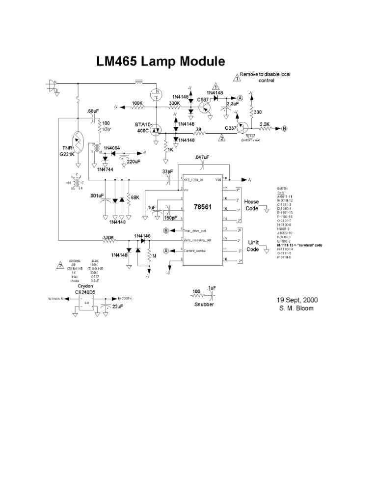 X10 Lamp Module LM465Schematic PDF