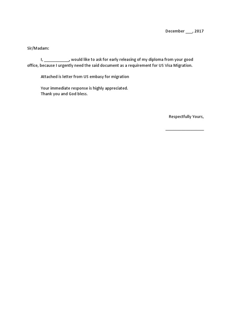 application letter for a diploma