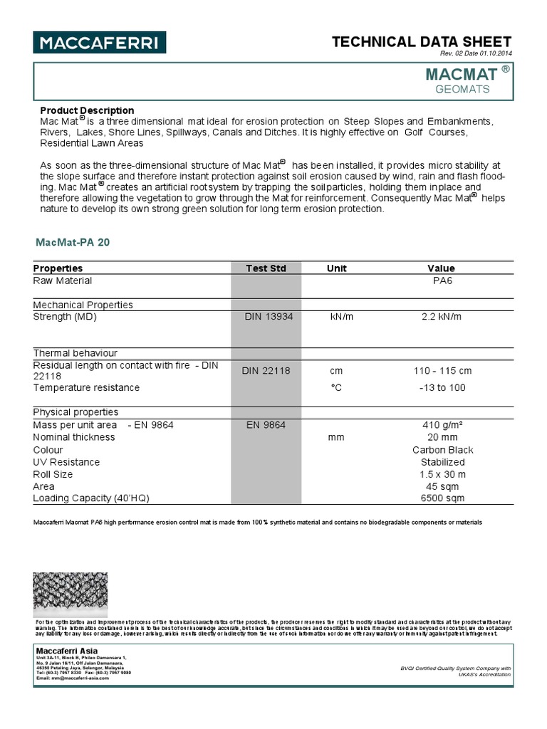 Macmat: Technical Data Sheet | PDF | Erosion | Soil