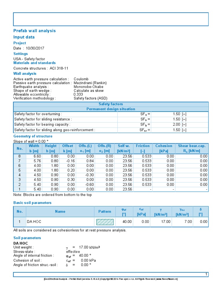 Prefab Wall Analysis Input Data: o S B SR | PDF | Mechanics | Applied ...