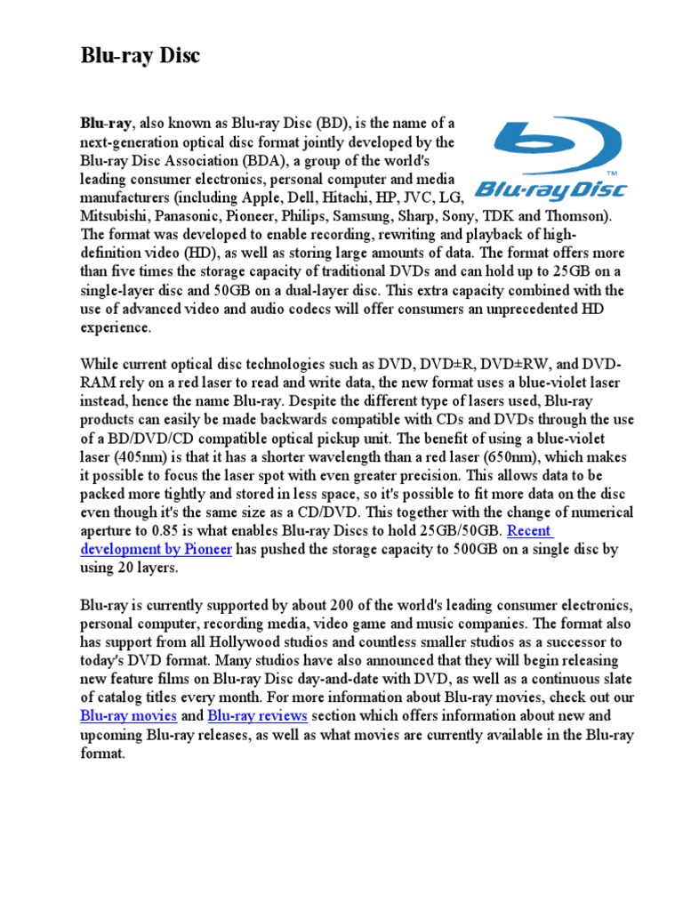 Understanding Blu-ray Disc Technology | PDF | Blu Ray | Dvd