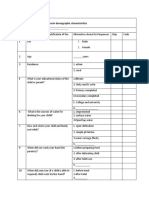 Part One: Questionnaire On Socio-Demographic Characteristics