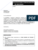 Modelo para Solicitar Convalidacion PDF