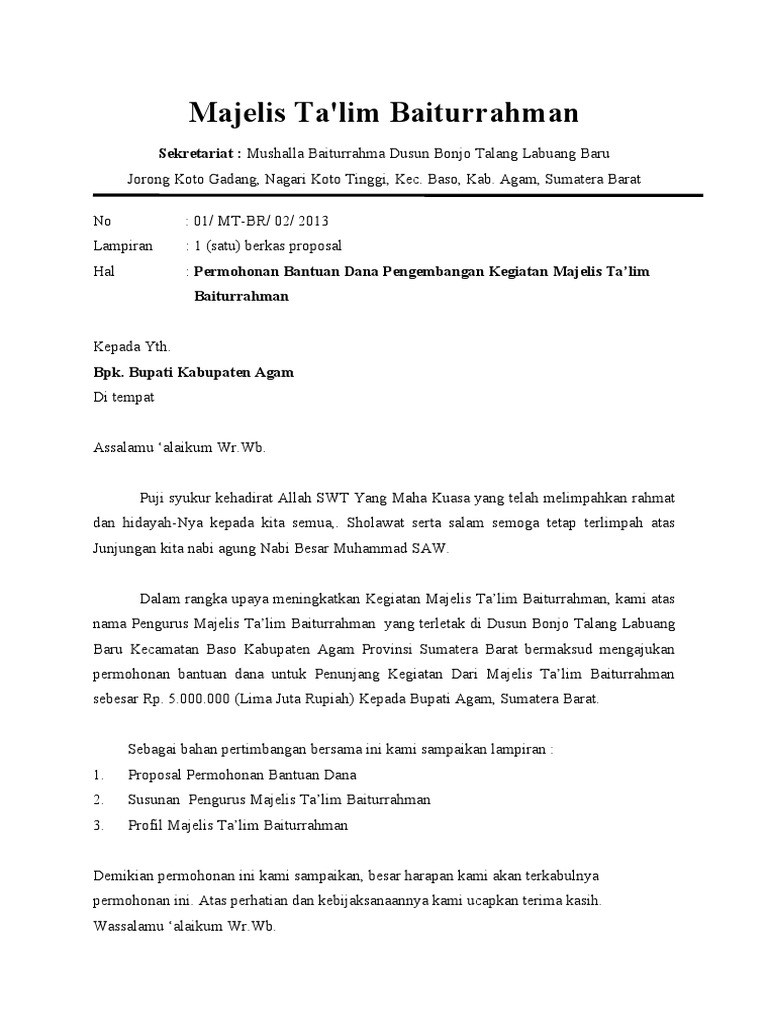 Format Susunan Pengurus Majelis Taklim Guru Paud