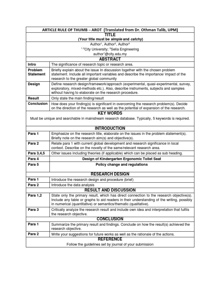 AROT: Research Paper Guidelines | PDF | Research Design | Science