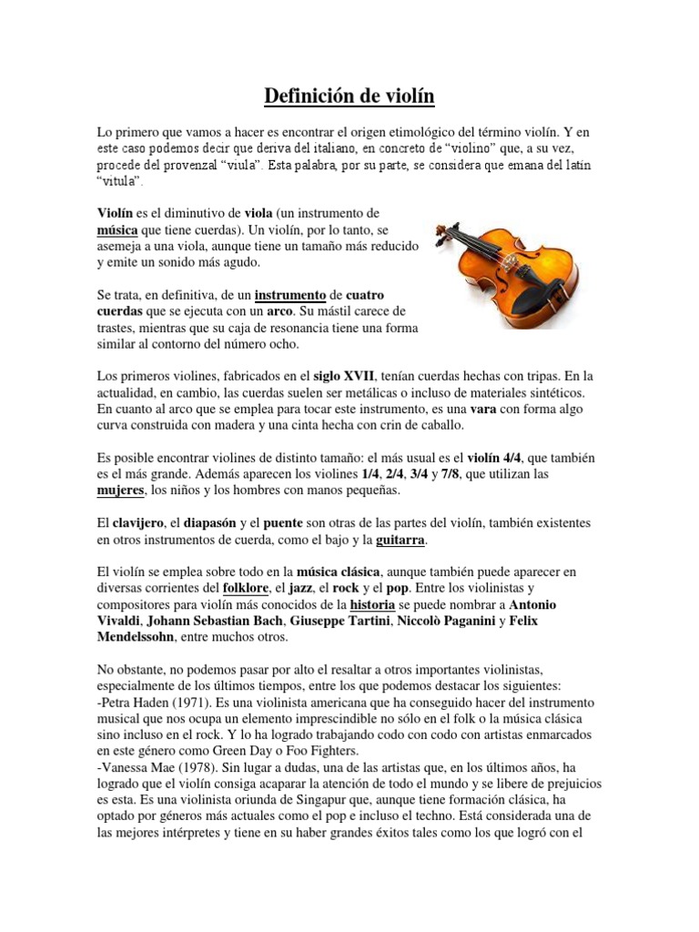 Definición de Violín PDF Violín Guitarras