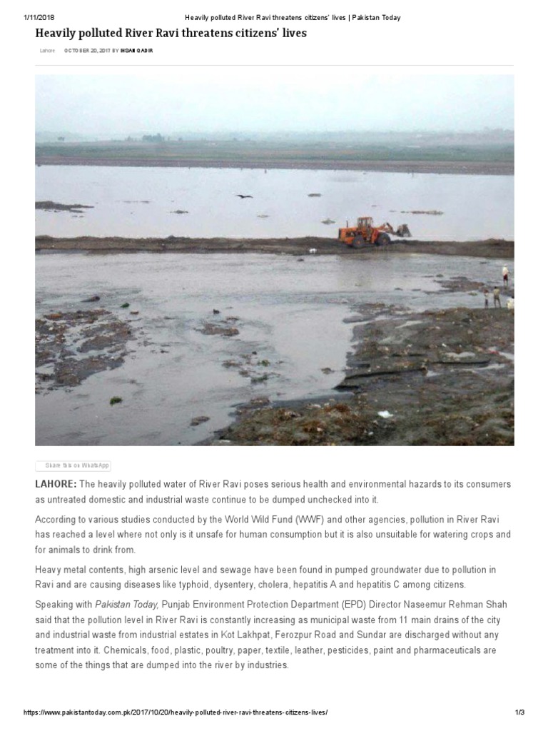 River Ravi Pollution Threatens Health | PDF | Water Pollution ...