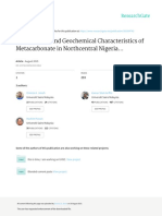 Petrographic and Geochemical Characteristics of Metacarbonate in Northcentral Nigeria..