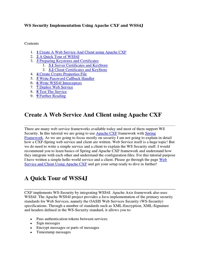 WS Security Implementation Using Apache CXF and WSS4J | PDF | Public Key  Cryptography | Soap