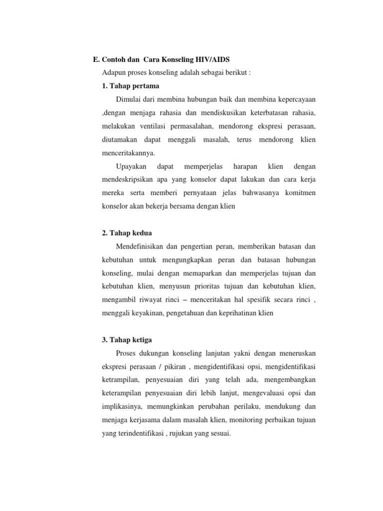 Contoh Dan Cara Konseling Hiv Aids | PDF