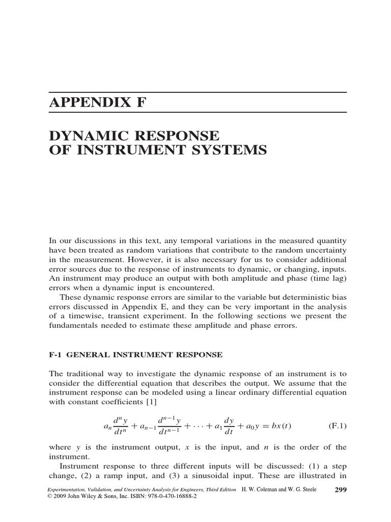 Dynamic Response of Instrument Systems: Appendix F | PDF | Amplitude ...