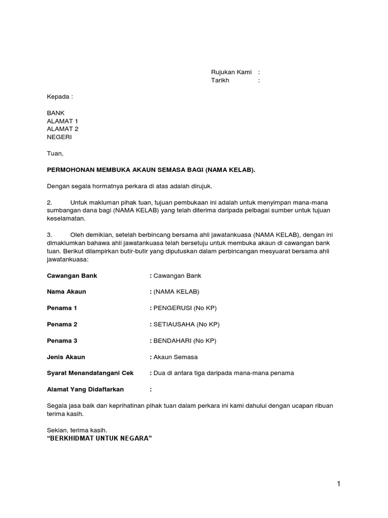 Surat Akuan Pengesahan Akaun Bank