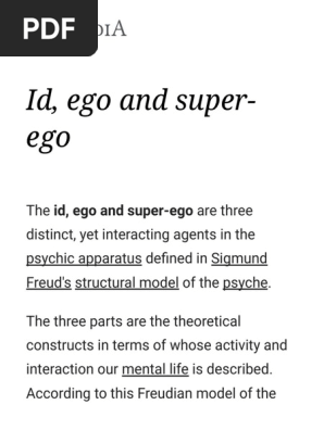 Id Ego And Super Ego Pdf Id Psychoanalytic Theory