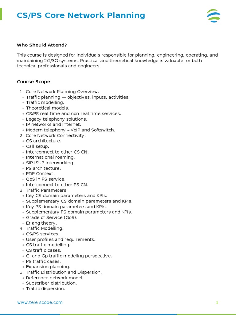 Cs Ps Core Network Planning Training Course | PDF | Computer Network ...