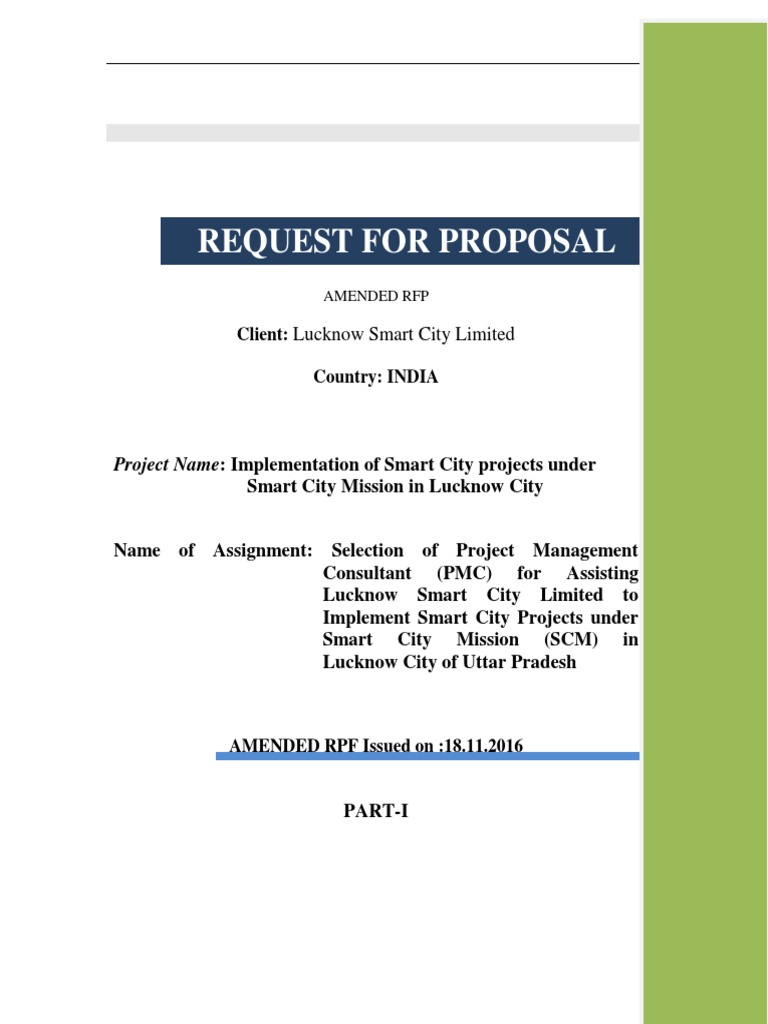 Amended RFP for Lucknow Smart City | PDF | Consultant | Request For ...