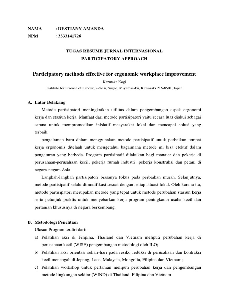 Resume International Journal Industrial Ergonomic PDF